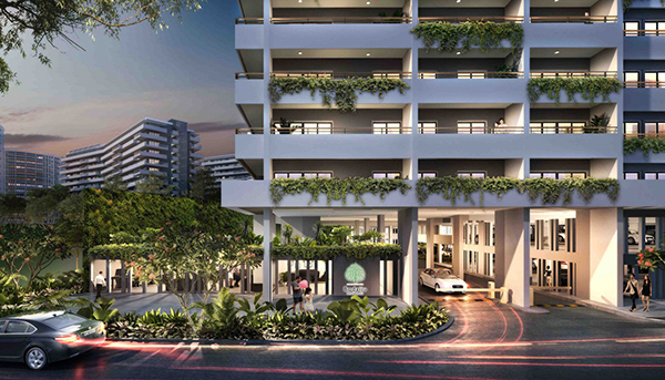 敷地内には商業施設もある