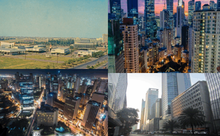 1980年ごろと現在のマカティ・シティ