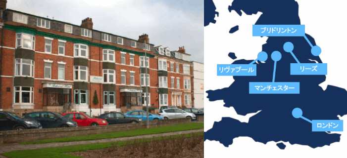 今回ご紹介する物件の外観とブリドリントンの位置