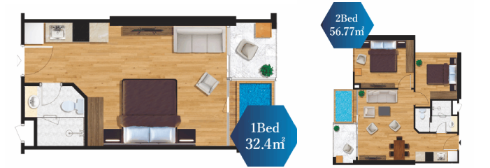 1BED ROOM & 2BED ROOM