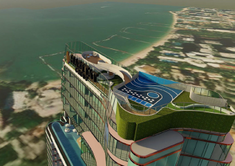 上空から見たウィンダム グランドレジデンス ウォンガマット パタヤ